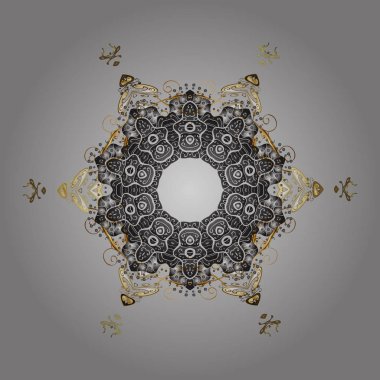 Kar tanesi renkli desen. Vektör kar taneleri arka plan. Renk arka plan üzerinde izole soyut kar taneleri ile düz tasarım. Snowflakes desen. Vektör çizim.