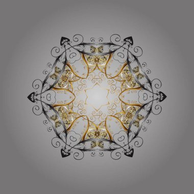 Noel ve Yeni Yıl moda baskılar için Tatil tasarımı. Renk. Kar taneleri soyut arka plan ile Noel desen. Altın kar taneleri. Vektör çizimi.