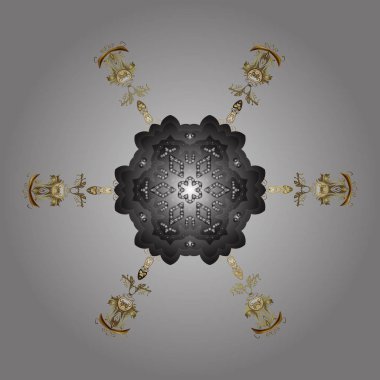 Kar tanesi simgesi. Altın renkleri izole kar tanesi. Vektör çizim. Vektör çizim.