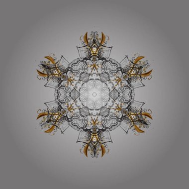 Vektör çizim. Bokeh gri ve kahverengi ve kar taneleri ile dekoratif Noel arka plan.