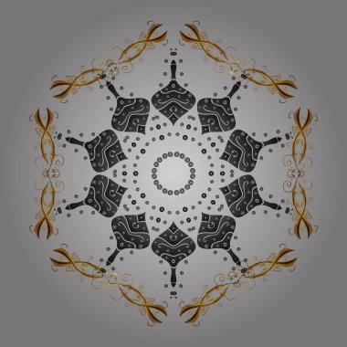 Vektör çizim. Grafik öğesi dekorasyon. Sembol dondurulmuş, kış, Noel, yeni yıl tatili. Siluet snow flake izole altın renkleri imzala. Kar tanesi mozaik simgesi. Düz tasarım.