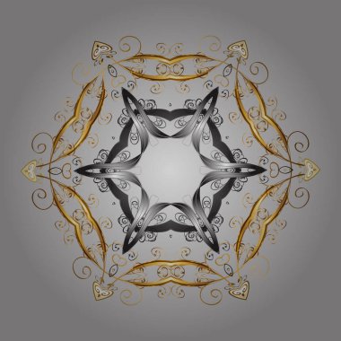 Altın siluet snow flake işareti. Düz tasarım. Kar tanesi mozaik simgesi. Vektör çizim. Sembol dondurulmuş, kış, Noel, yeni yıl tatili. Grafik öğesi dekorasyon.