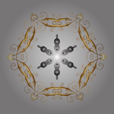 Tatil tasarım Noel ve yeni yıl moda için yazdırır. Vektör çizim. Altın rengi. Kar taneleri arka plan ile Noel kalıbı.