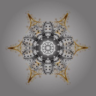 Beautiful decoration. Symbol of winter. Isolated watercolor snowflakes on golden colors. Vector illustration snowflakes.