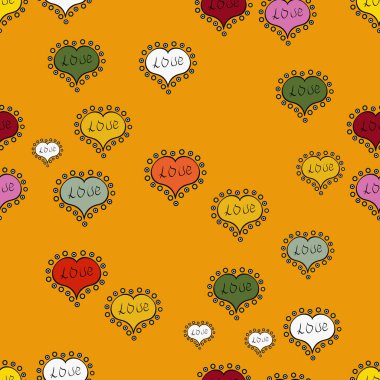 Aşk, evlilik, Sevgililer günü tasarım. Sarı, siyah ve tarafsız kalpleri ile sorunsuz vektör arka plan.