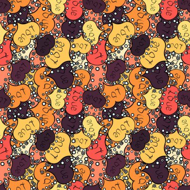 Turuncu, siyah ve sarı vektör çizim. Sevgililer günü. Retro 80'ler içinde etnik yürekleri Dikişsiz desen kumaş baskı, kağıt baskı ve Web sitesi için zemin stil.