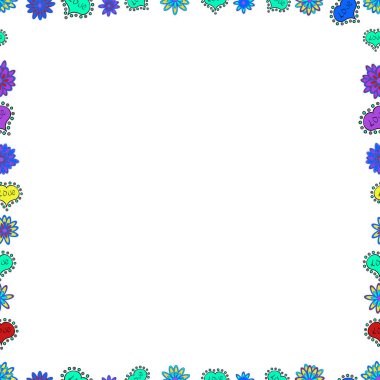 Sorunsuz. Yeşil, mavi ve beyaz renklerde hayal et. Vektör. Elle çizilmiş doodle kare.