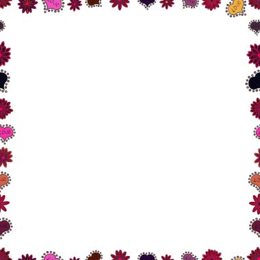 Vector illustration. Doodles elements hand drawn frames. Illustration in red, white and black colors.