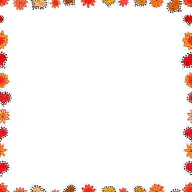 Vektör. Beyaz, sarı ve kırmızı renklerde hayal et. Seamless modeli. Doodles'ın öğeleri çizilmiş kare el.