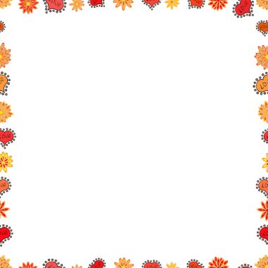 Quadrate karalamalar çerçeveler. Seamless modeli. Vektör çizim. Turuncu, bej ve beyaz renklerde illüstrasyon.