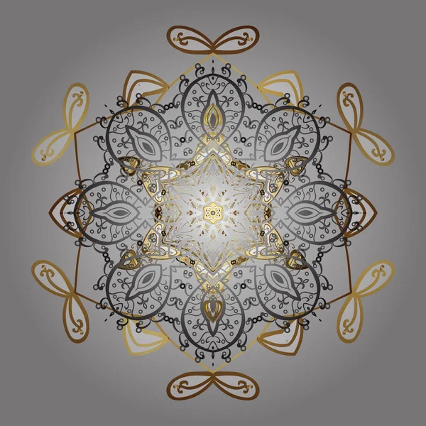 Luxusní Zimní Ornament Vektorové Ilustrace Barevné Vločky Izolované Vektoru Zlatá — Stockový vektor