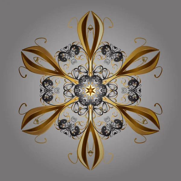 Altın kar tanesinden izole edilmiş. Renkli kar taneleri Vektör çizimi. Güzel kış süsleri..