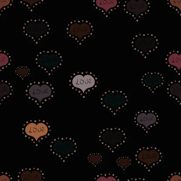 Vektorillustration Schwarzes Braunes Und Graues Aquarell Herzmuster Farbenfrohe Aquarell Romantische — Stockvektor