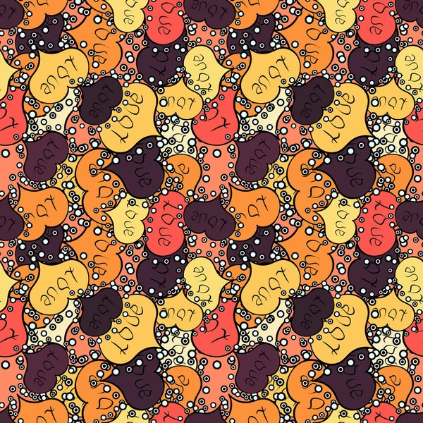 Turuncu, siyah ve sarı vektör çizim. Sevgililer günü. Retro 80'ler içinde etnik yürekleri Dikişsiz desen kumaş baskı, kağıt baskı ve Web sitesi için zemin stil.