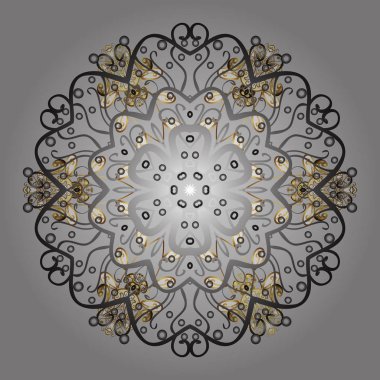 Çiçek Elementleri 'nin soyut geçmişi. Vektör çizimi. Altın renkler üzerine tasarım. Vektör kış deseni.