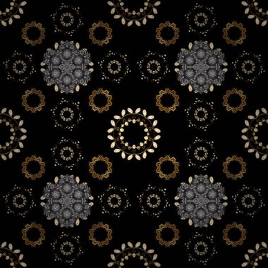 Vektör çizim. Klasik vektör altın Dikişsiz desen. Siyah ve gri renkler altın elemanları ile Seamless modeli. Klasik vintage arka plan. Geleneksel şark süsleme.