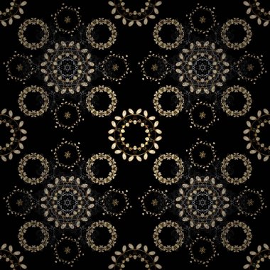 Seamless klasik altın modeli. Vektör geleneksel şark süsleme. Gri ve siyah renkleri altın elemanları ile altın desen.