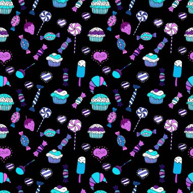 Vektör tatlılar ve şekerler. Sorunsuz şekerler. Vektör.