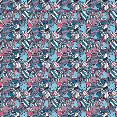 Vektör çizim. Gıda afiş tasarımı için. Siyah, mavi ve beyaz parlak Doğum izi. Dikişsiz desen kek.