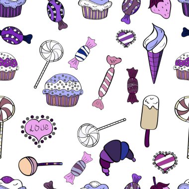 Sorunsuz şekerler. Vektör. Vektör şeker ve tatlılar.