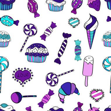 Vektör. Sorunsuz şekerler. Vektör şeker ve tatlılar.