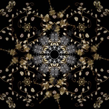 Klasik vintage arka plan. Sorunsuz klasik vektör siyah ve altın desen. Geleneksel şark süsleme.