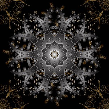 Sorunsuz dokulu bukleler. Oryantal tarzı arabesk altın altın elemanları ile siyah bir renk desen. Vektör altın desen.