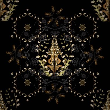 Klasik vektör altın seamless modeli. Klasik vintage arka plan. Siyah renkler altın elemanları ile Seamless modeli. Geleneksel şark süsleme.