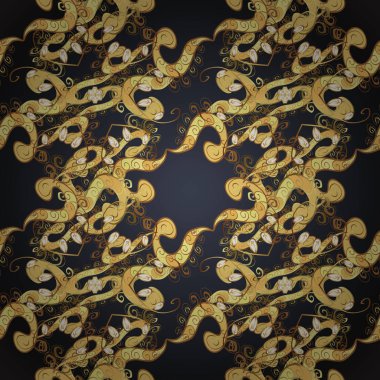 Altın çiçek süsleme barok tarzı. Siyah renkleri altın öğesinde. Antika altın yinelenebilir duvar kağıdı. Damasko sorunsuz yinelenen desen.