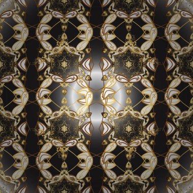 Oryantal vektör Klasik siyah ve altın desen. Vektör çizim. Sorunsuz arka plan.