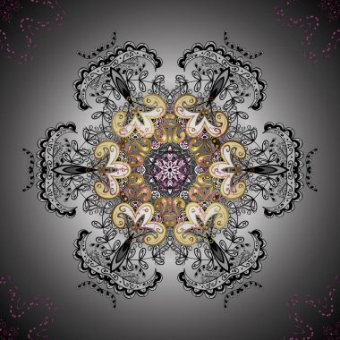 Çanta tasarımı. Gri, siyah ve beyaz renkler renkli soyut desen ile çizilmiş vektör mandala.