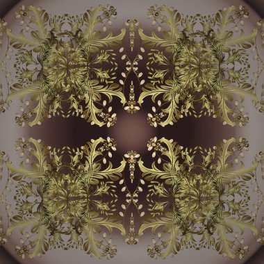 Altın kar tanesi basit süs desen. Vektör altın kahverengi ve bej renkler desen. Kış, neşeli Noel tatili, mutlu yeni yıl 2019 sembolü. Soyut kroki, dekorasyon sarma.