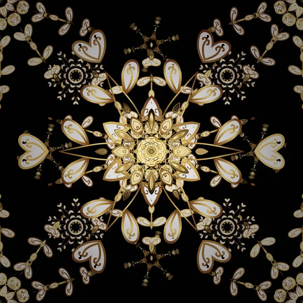 Elemento Dorado Sobre Colores Negros Antiguo Fondo Pantalla Repetible Oro — Archivo Imágenes Vectoriales