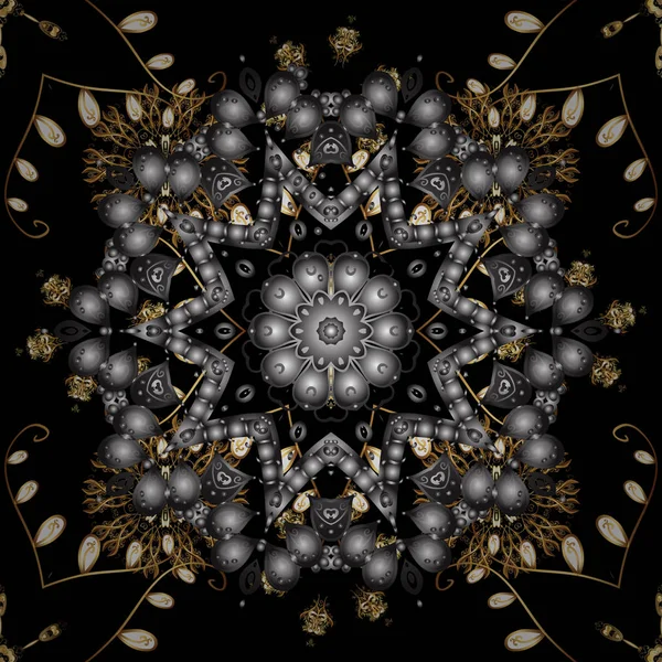 Seamless oryantal klasik altın modeli. Vektör arka plan siyah renkler altın yinelenen öğeleri ile.