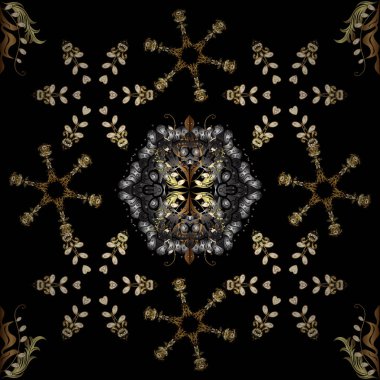 Klasik vintage arka plan. Geleneksel şark süsleme. Klasik vektör altın seamless modeli. Gri ve siyah renkler altın elemanları ile Seamless modeli.