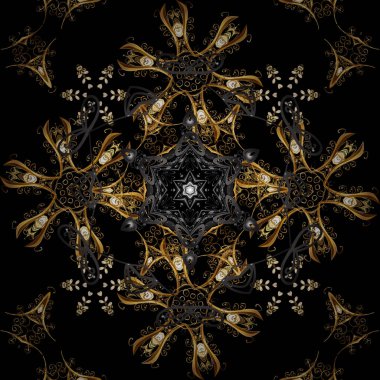 Geleneksel klasik altın desen. Sorunsuz şark süsleme Barok tarzında. Vektör şark süsleme. Siyah ve kahverengi renkleri altın elemanları ile altın desen.