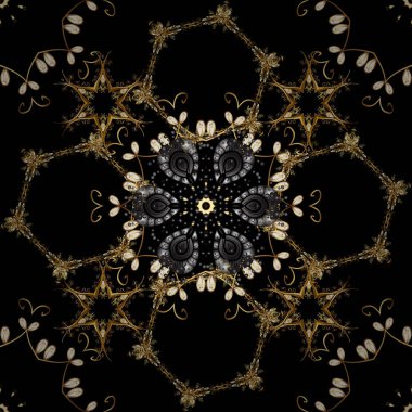 Altın çiçek süsleme barok tarzı. Altın arka plan doku duvar kağıdı. Damasko sorunsuz yinelenen arka plan. Siyah ve kahverengi renkleri altın öğesi.