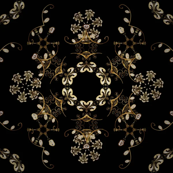 Papel Parede Antigo Repetível Dourado Ornamento Floral Ouro Estilo Barroco — Vetor de Stock