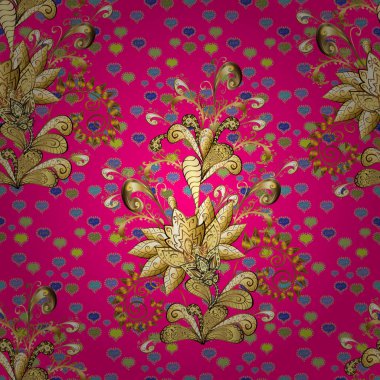 Çiçekleri kırmızı, kahverengi ve sarı renkler. Vektör düz çiçek seamless modeli. Kağıt, tebrik kartları, posterler ve banner tasarımı ambalaj tasarım hediye.