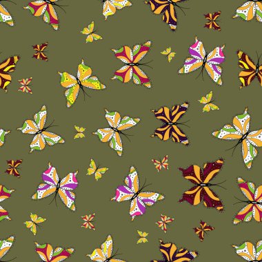 Vektör çizim. Sorunsuz. Resim Scrapbooking için. Babybook ve dijital baskı kartı ve fotoğraf çocuk albümleri. Clipart sarı, kahverengi ve beyaz kelebek hakkında Magic çizgi film.