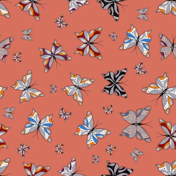 Modèle Sans Couture Avec Des Papillons Volants Dans Style Aquarelle — Image vectorielle