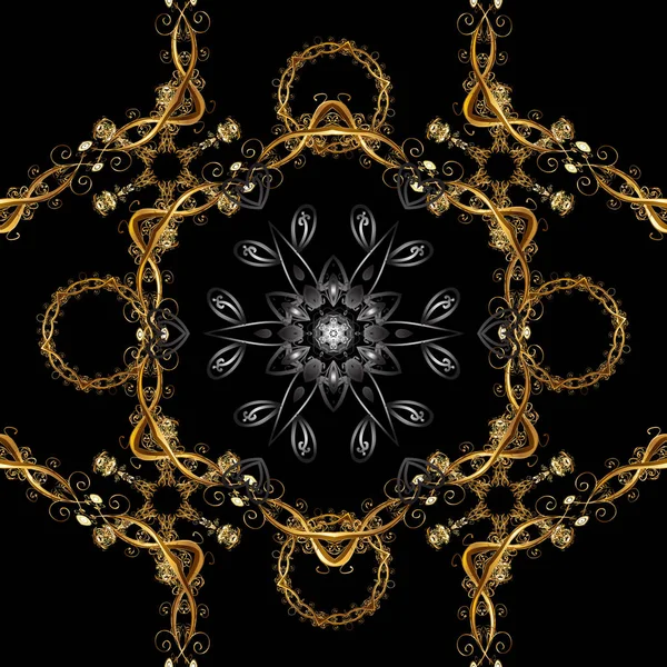 Векторні Ілюстрації Коричнево Чорні Кольори Золотими Елементами Векторний Золотий Візерунок — стоковий вектор