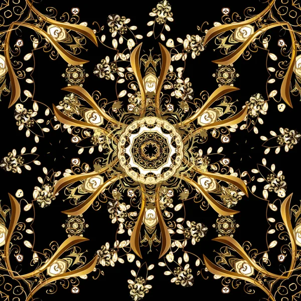 Motif Classique Traditionnel Doré Motif Doré Sur Des Couleurs Noires — Image vectorielle