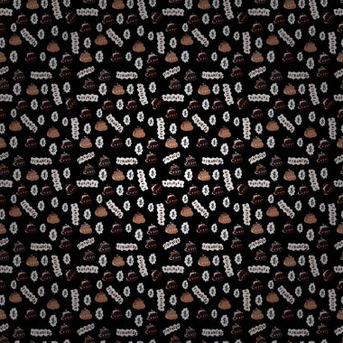 Kahverengi, beyaz ve siyah arka plan üzerinde iş desen. Kesintisiz iş desen. Vektör.