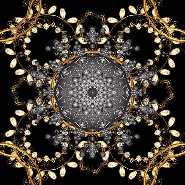 Nahtlose Orientalische Klassisch Goldene Muster Vektor Abstrakter Hintergrund Mit Goldenen — Stockvektor