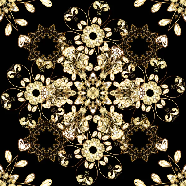 Vector Impresión Textil Dorado Baldosas Florales Diseño Islámico Patrón Dorado — Archivo Imágenes Vectoriales