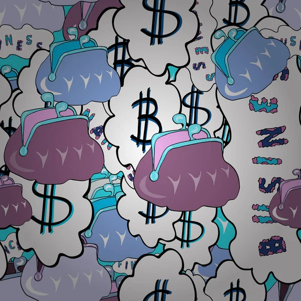 Money Icons Illustration Flat Elements Violet White Blue Background Money — Stock Vector