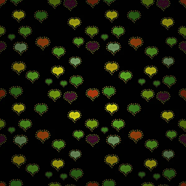 Illustration Vectorielle Motif Coeur Aquarelle Orange Noire Verte Texture Romantique — Image vectorielle