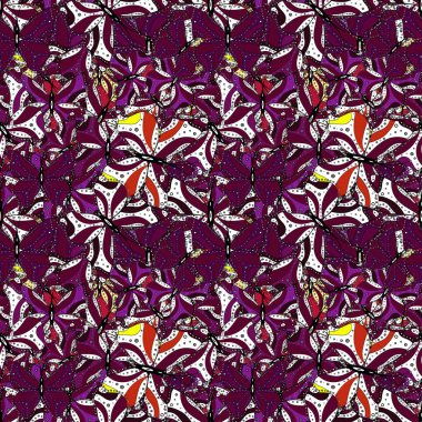 Suluboya resim. Dikişsiz desen nazik, mor, siyah ve beyaz renkleri bahar. Vektör çizim.