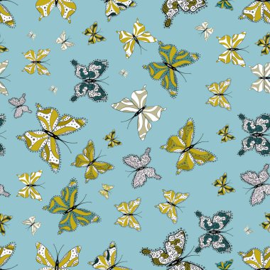 Renkli kelebekler. Seamless modeli. Web sayfa arka planları, sketchs, tekstil, yüzey dokuları için mükemmel. Vektör çizim.